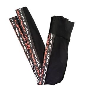 BEACH RIOT High-Waisted Black Leggings with Leopard Stripes Women’s - Size Small